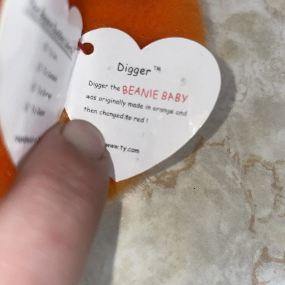 Vintage Error Rare Retired 1999 TY Digger Beanie‎ Buddies Orange Crab 15